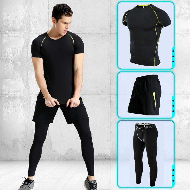 Sports suits men's stretch quick-drying short sleeves