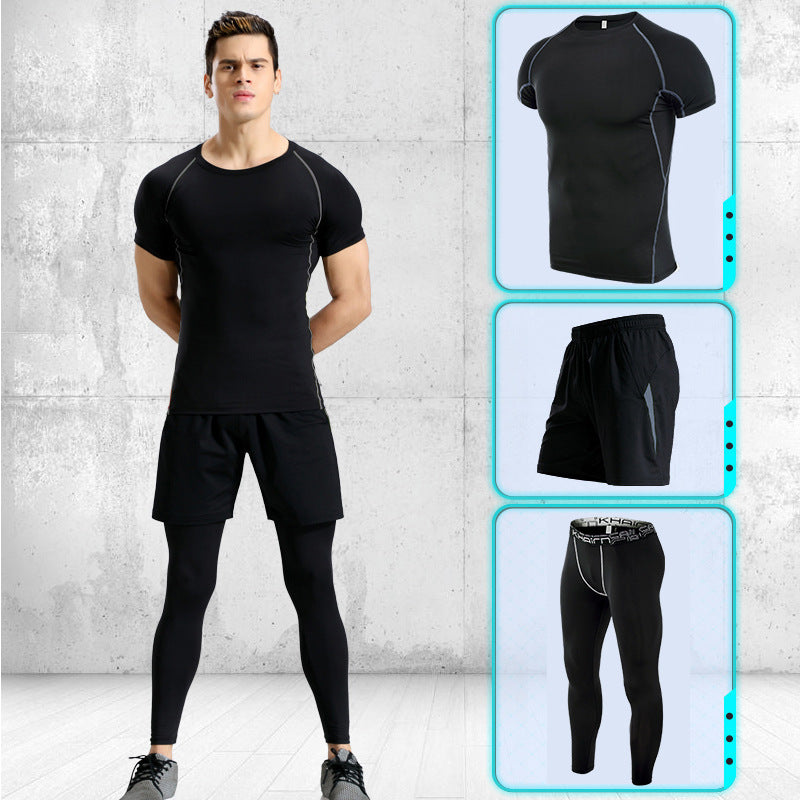 Sports suits men's stretch quick-drying short sleeves
