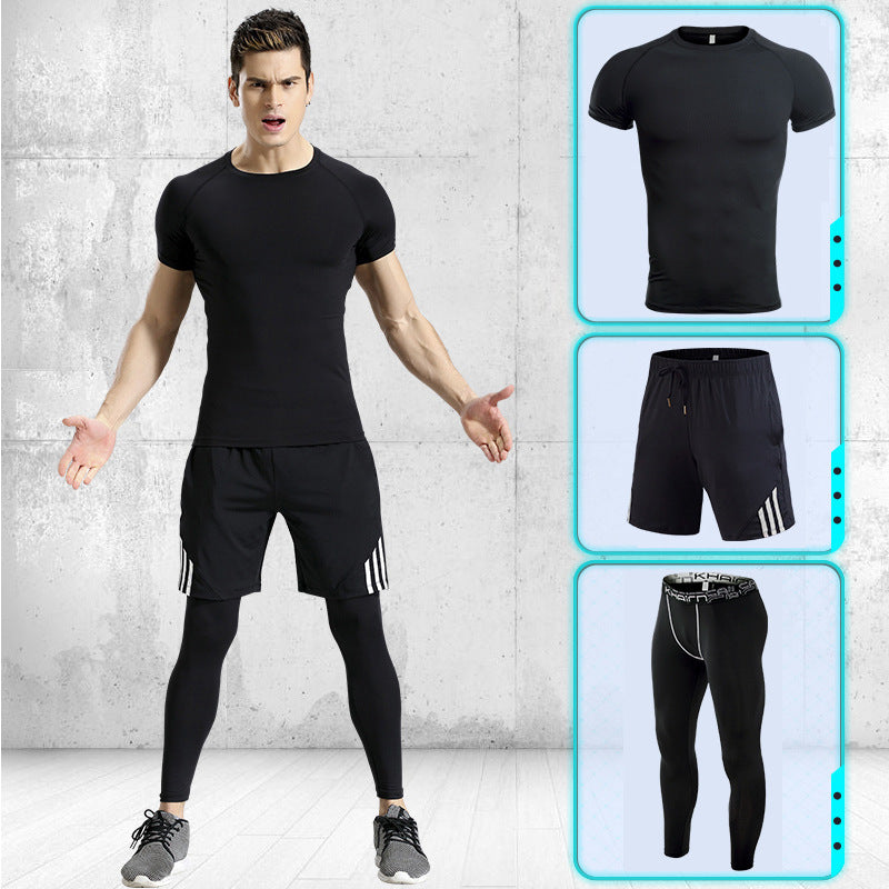 Sports suits men's stretch quick-drying short sleeves