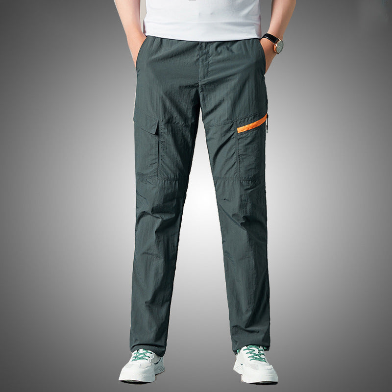 Ice Silk Straight Loose Multi-pocket Casual Quick-drying Hiking Long Pants