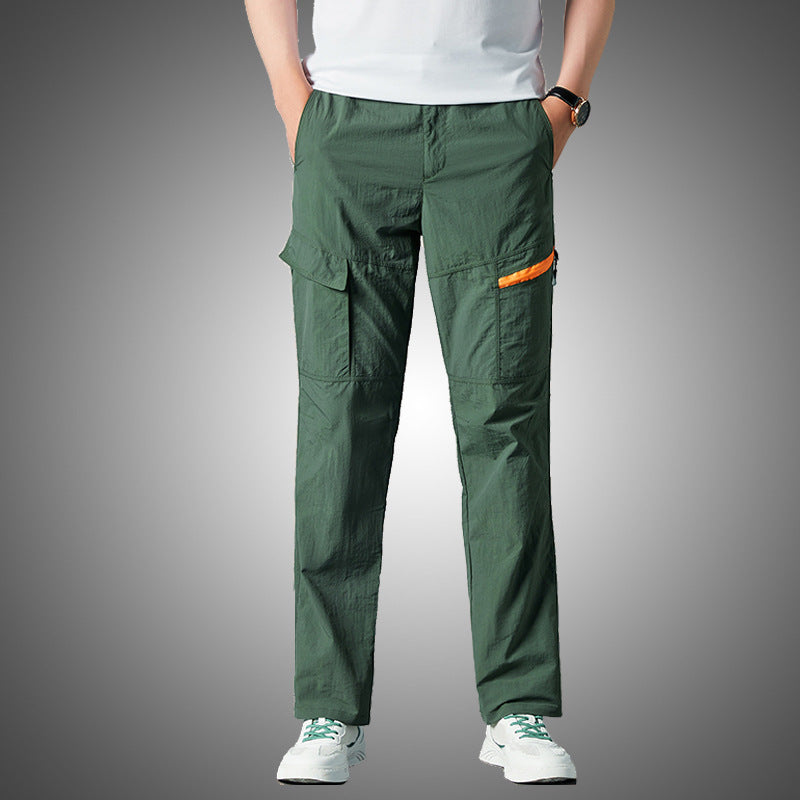 Ice Silk Straight Loose Multi-pocket Casual Quick-drying Hiking Long Pants
