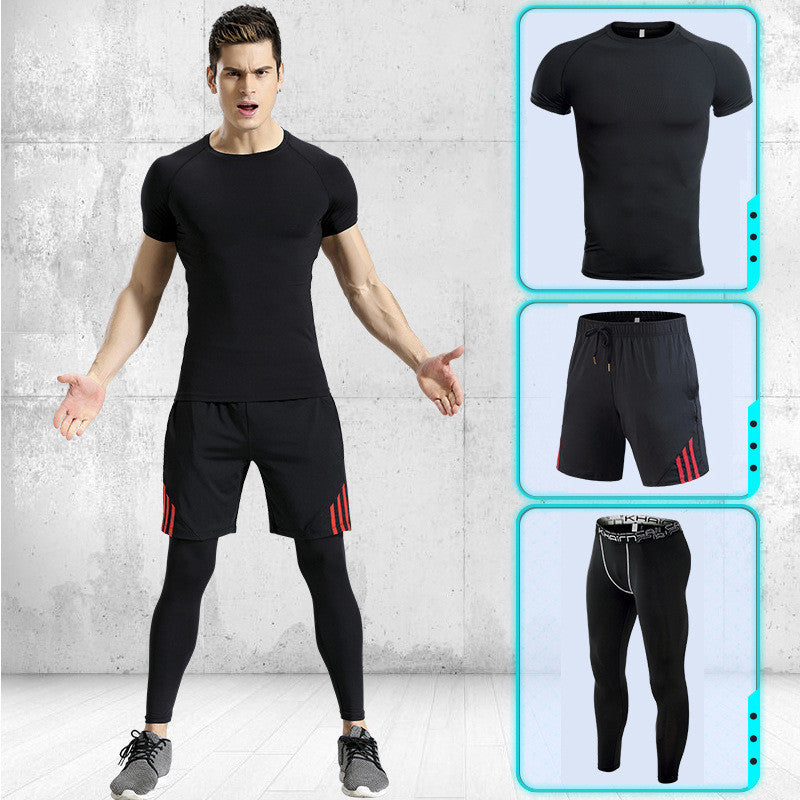 Sports suits men's stretch quick-drying short sleeves